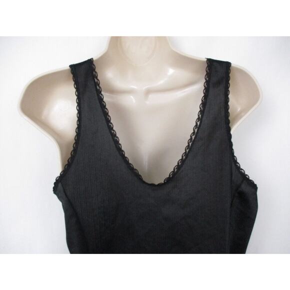 VINTAGE Satin Camisole Top Women 34 Medium Black Satin Lace Lingerie Warners USA - Picture 6 of 12